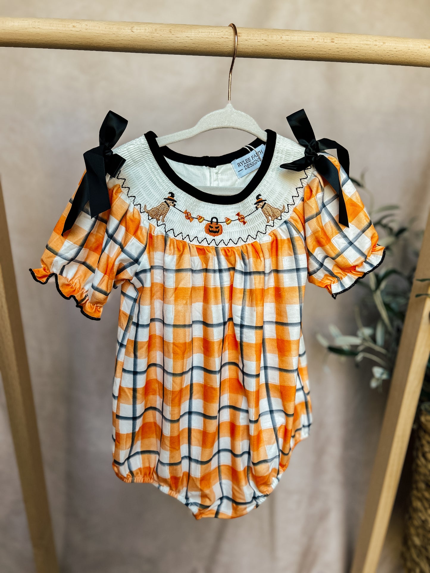 Orange Halloween Girls Romper