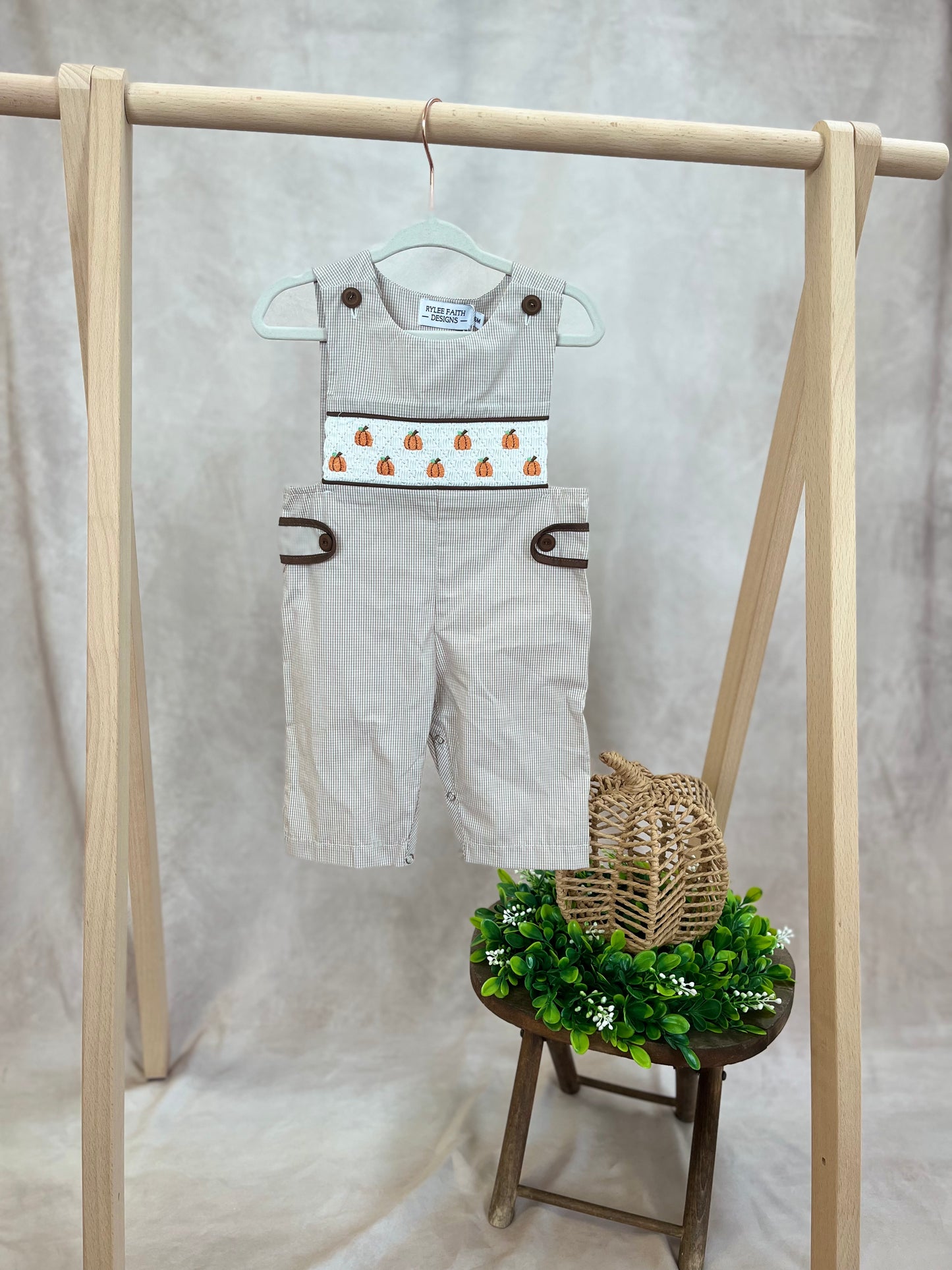 Smocked Pumpkin Boys Romper