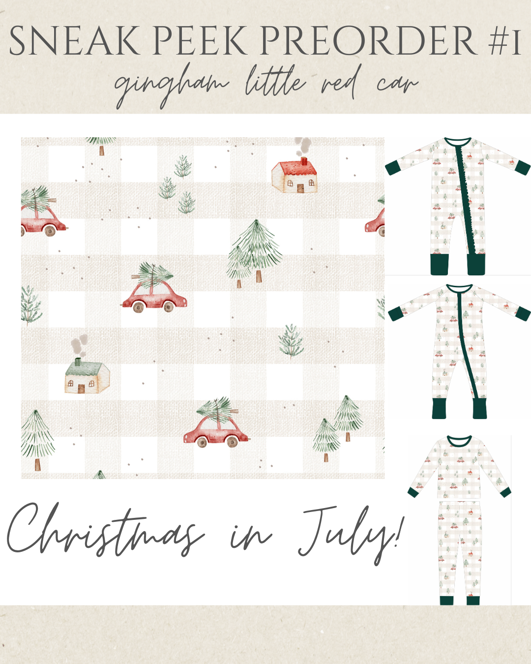 Gingham Little Red Car Christmas bamboo sleeper