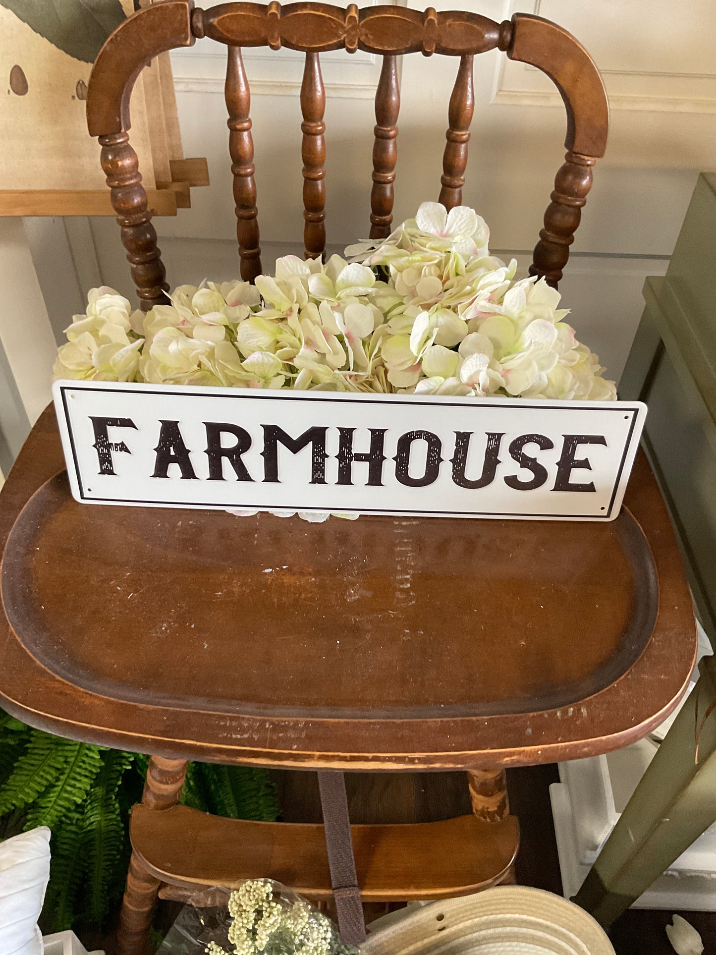 Farmhouse metal sign white