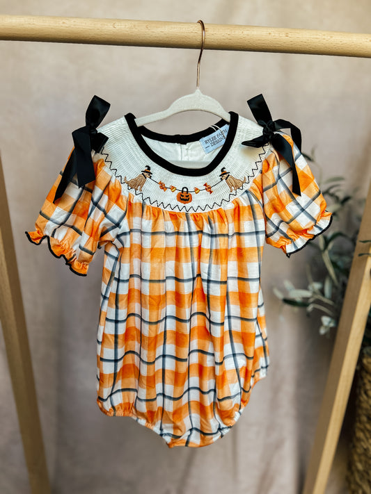 Orange Halloween Girls Romper