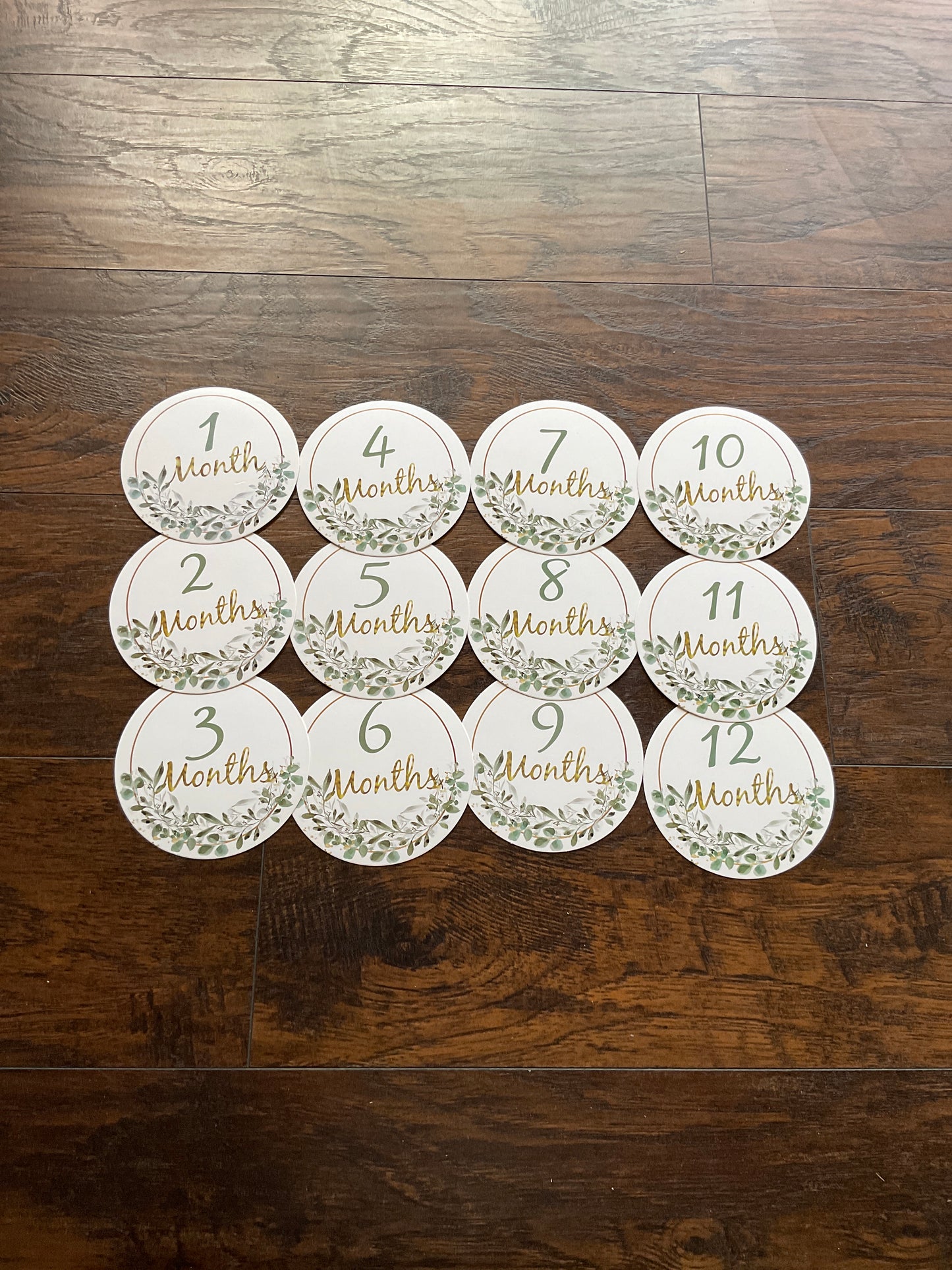 Gold Circle & Vine Milestone Month Cards