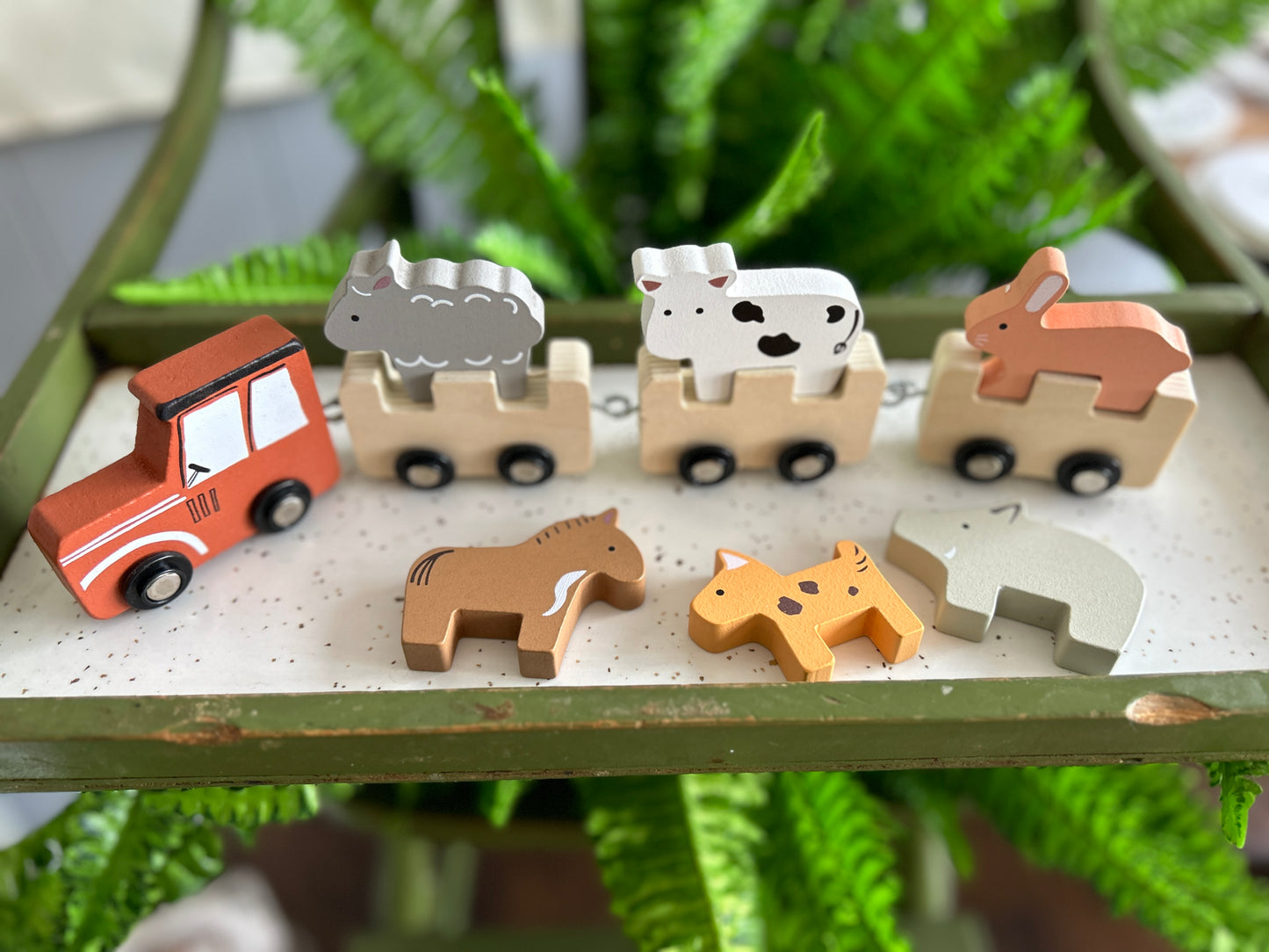 Wooden farm toy set