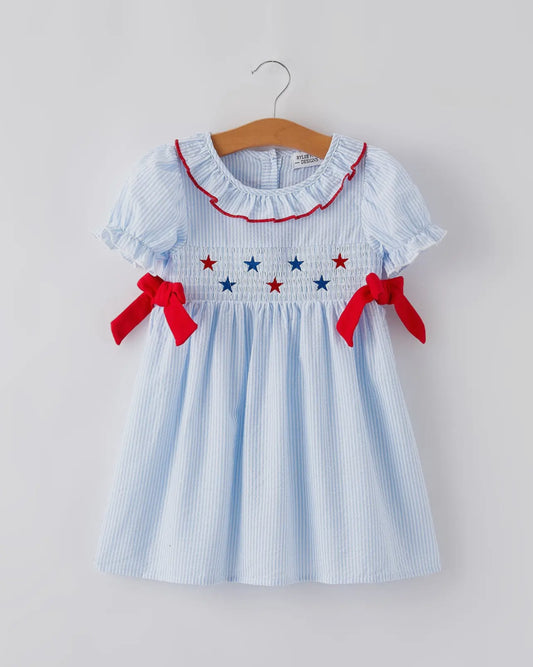 Stars & Stripes Smocked Girl Dress