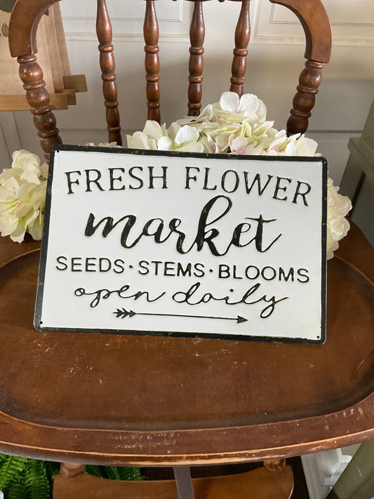 Fresh Flower Market metal sign