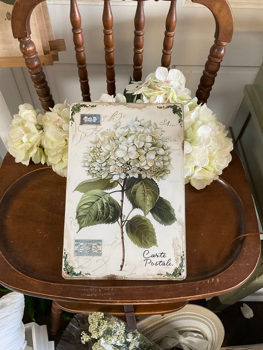 Hydrangea metal sign