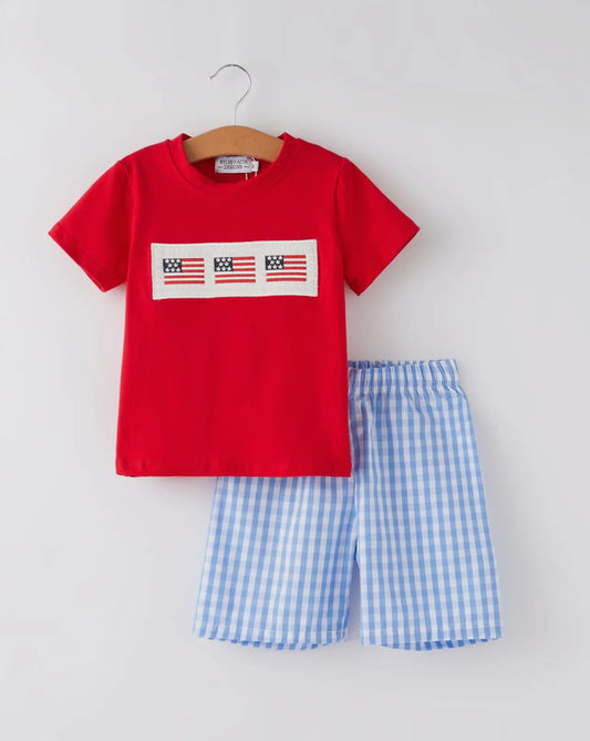 Stars & Stripes Smocked Boys 2-piece