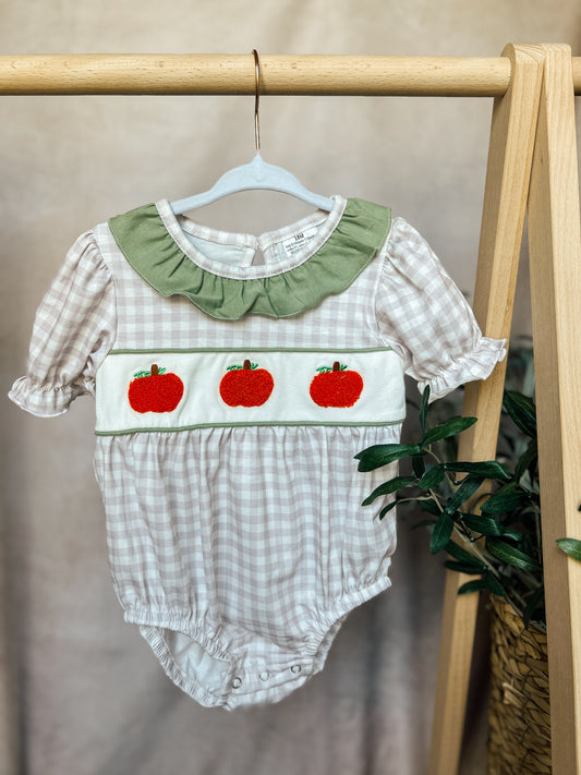 Plaid Pumpkin Girl Romper
