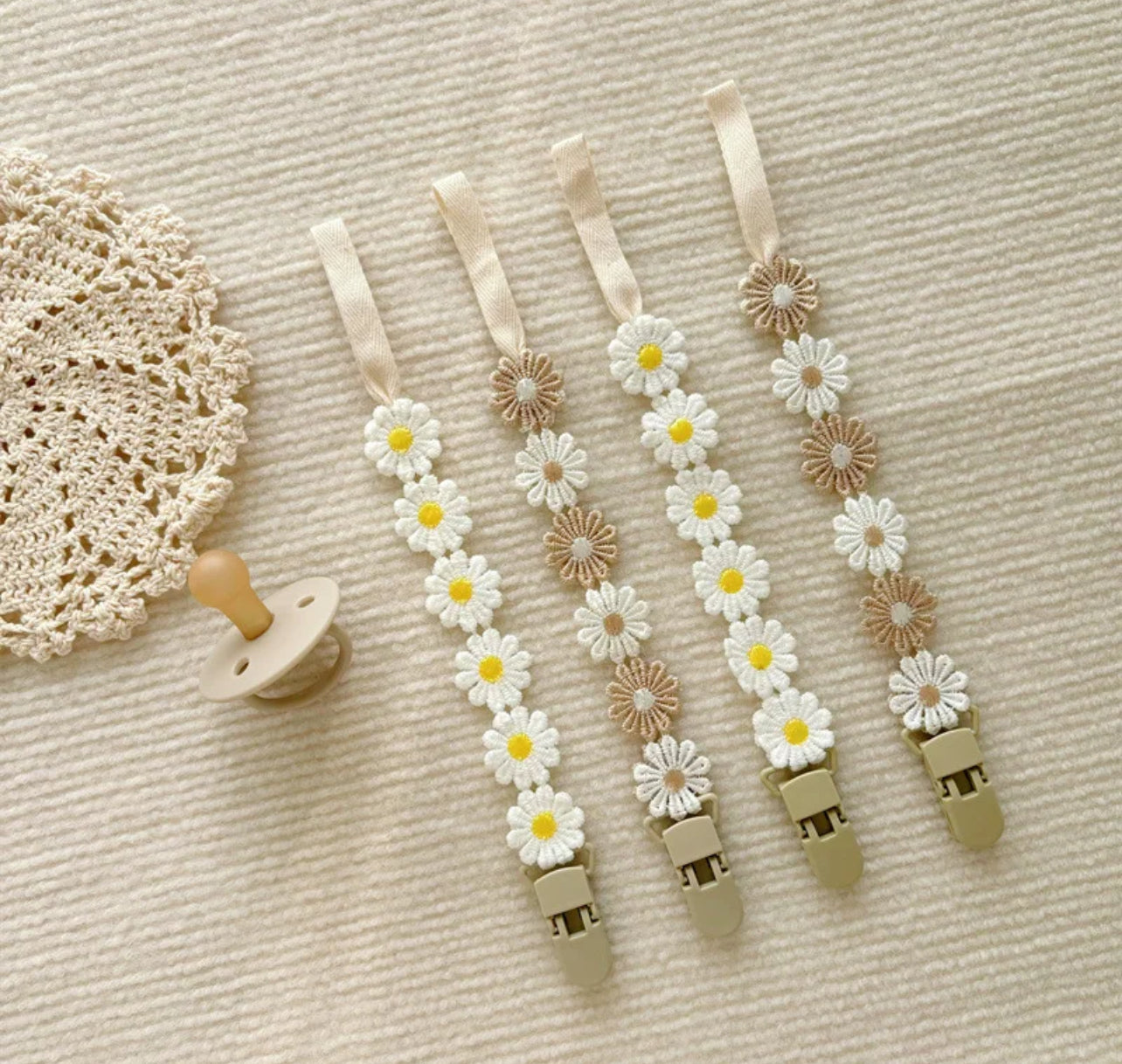 Daisy pacifier clips