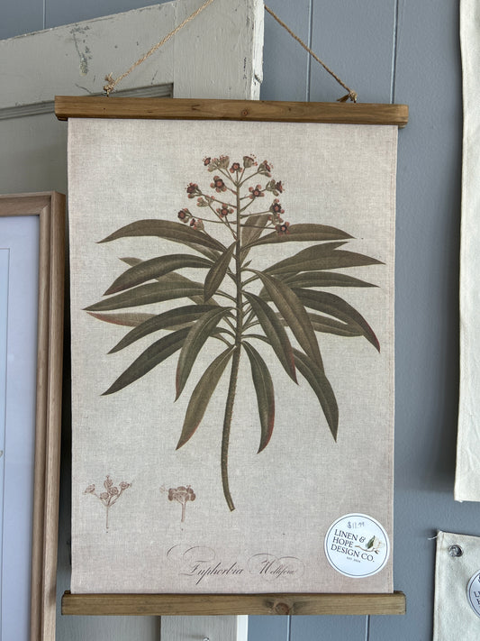 Flower canvas wood hanger