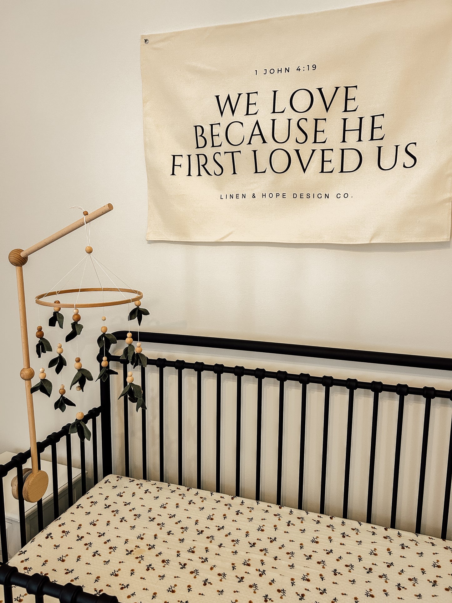 We Love Because canvas banner