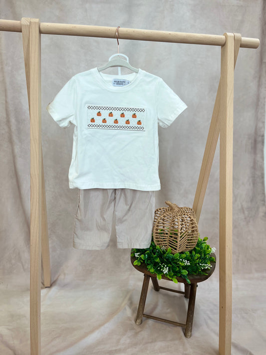 Smocked Pumpkin Boys 2-piece set