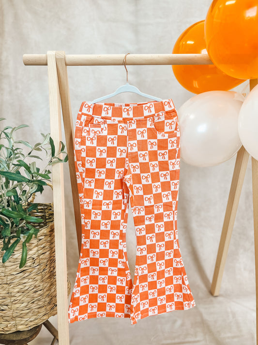 Orange Bows Flare Pants