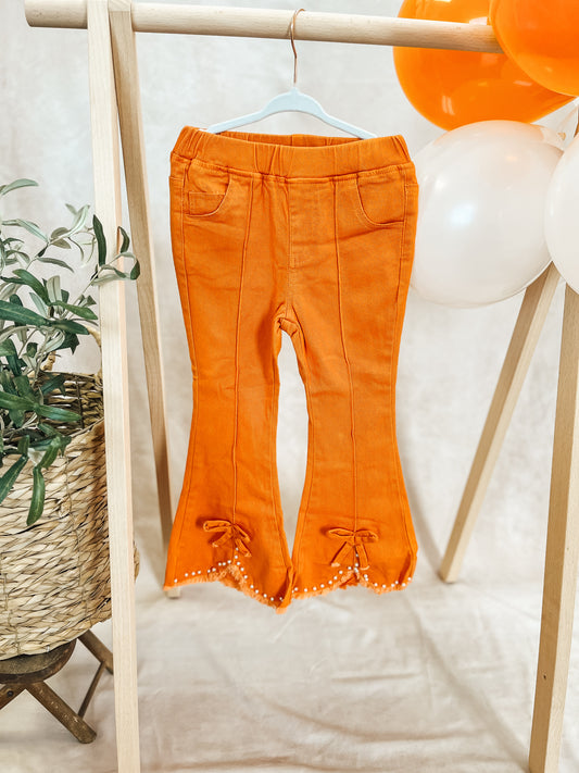 Orange & Pearls Flare Pants
