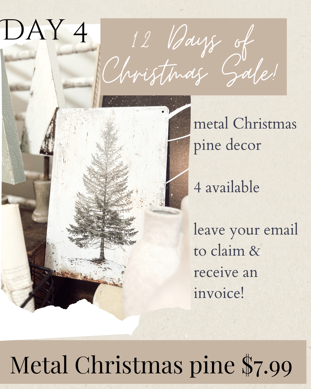 Metal Christmas pine decor