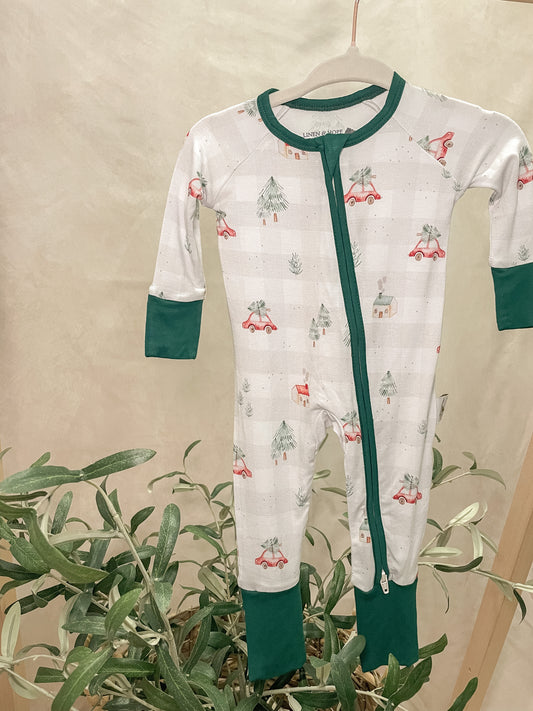 Gingham Little Red Car Christmas bamboo sleeper