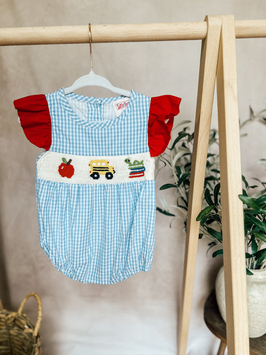 Back to School Smocked Romper